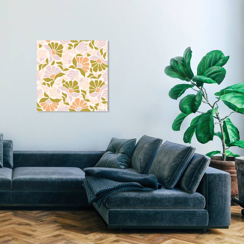 Wynwood Studio Canvas Floral and Botanical Floral Garden Pattern Green and Pink Modern & Contemporary Wall Art Canvas Print