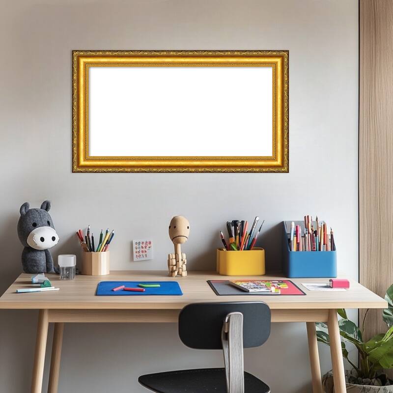 Amanti Art Colonial Embossed Gold Framed Dry Erase Magnetic Board