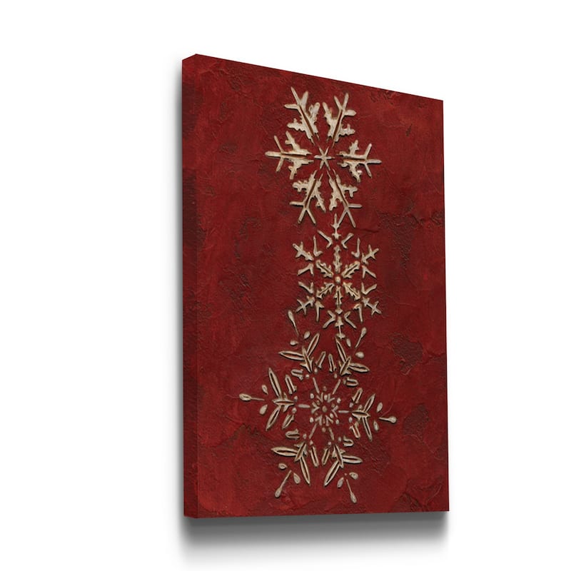 Snowflakes on Red II-Premium Gallery Wrapped Canvas - Ready to Hang