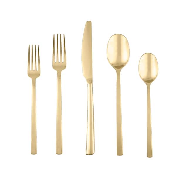 slide 2 of 6, Cambridge Beacon Gold Mirror 20-Piece Flatware Set
