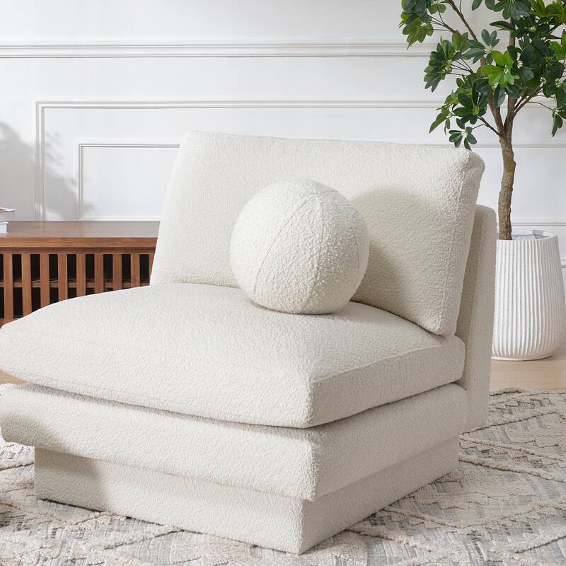 KINWELL Sherpa Boucle Detachable Sphere Decorative Throw Pillow