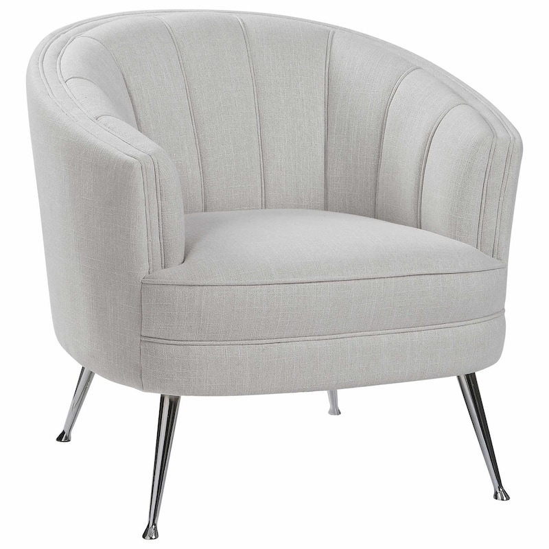 Uttermost Janie 33" Wide Upholstered Arm Chair with Iron Legs - Cream