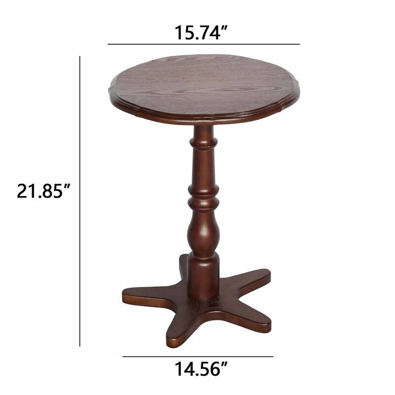 15.75 inch Round Small End Table, Wooden Pedestal Side Coffee Tables, Vintage Accent Nightstand for Living Room, Bedroom
