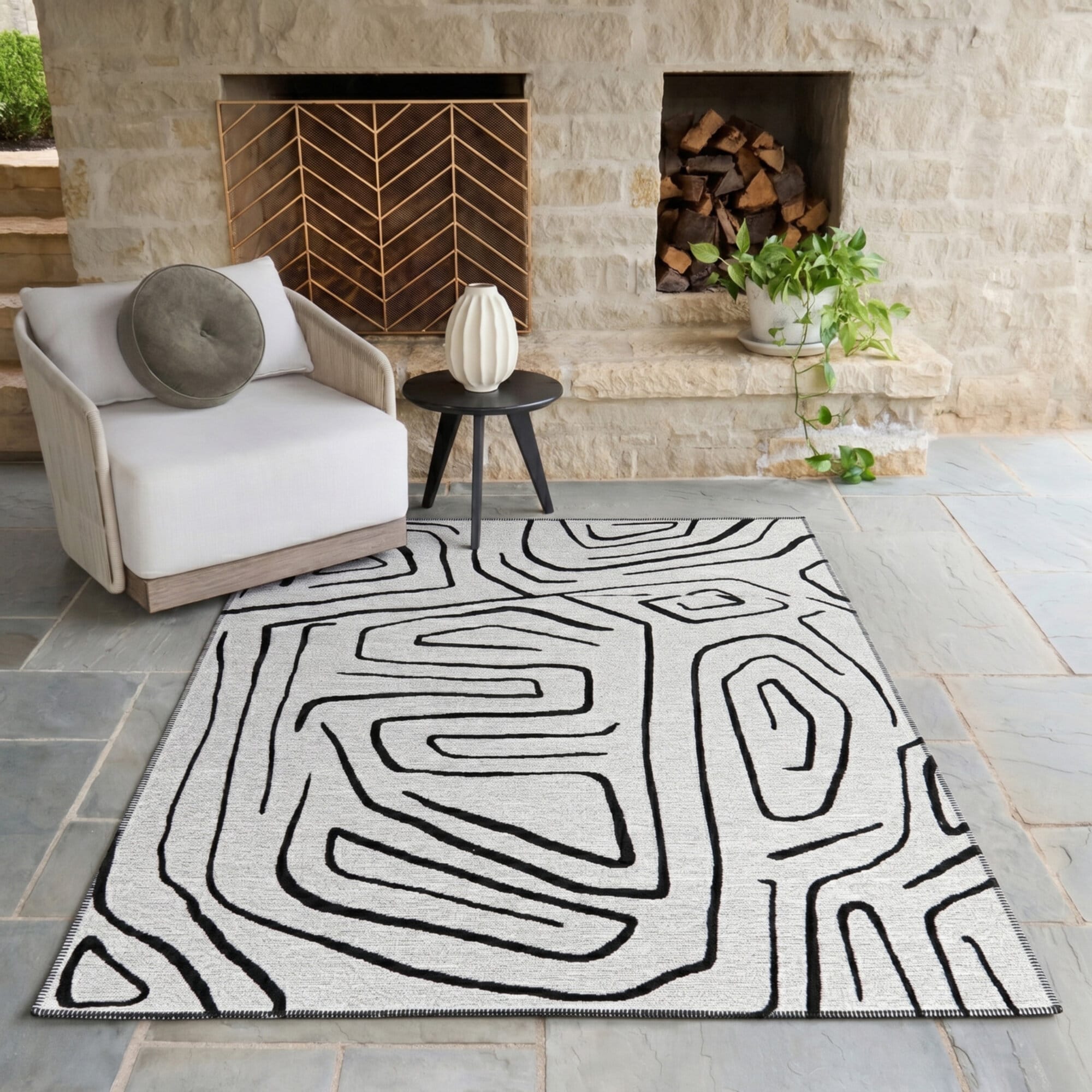 Lux Abstract Modern Indoor/Outdoor Area Rug