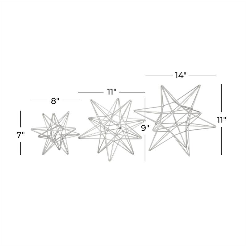 CosmoLiving by Cosmopolitan Silver Iron Contemporary Sculpture 11 x 9 x 7 - 12", 9", 7"H S/3