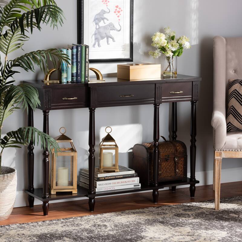 Hallan Classic and Traditional French Provincial 3-Drawer Console Table