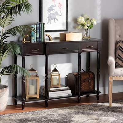 Hallan Classic and Traditional French Provincial 3-Drawer Console Table