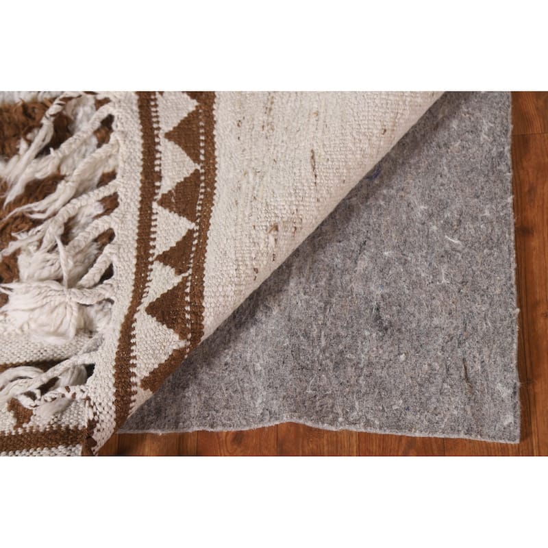 Natural Dye Anatolian Runner Rug Handmade Beige Turkish Wool Carpet - 3'2"x 11'4"