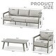 preview thumbnail 3 of 5, EGEIROS LIFE NovaRest 4-Piece Aluminum Wicker Patio Conversation Set with 3-Seat Sofa, Coffee Table and Gray Cushions