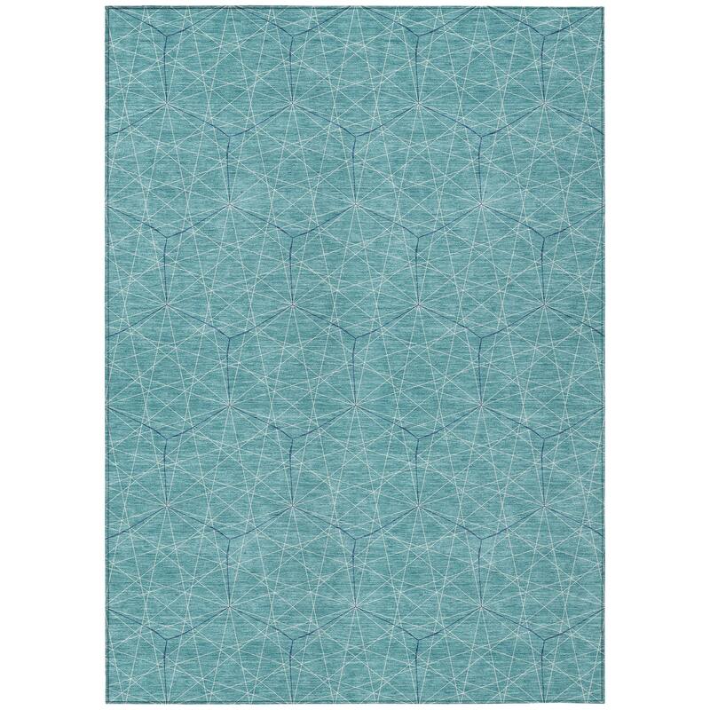 Machine Washable Indoor/ Outdoor Mosaic Geo Chantille Rug
