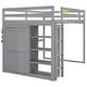 preview thumbnail 15 of 15, Wood Full Size Loft Bed with Built-in Wardrobe and Storage Shelves