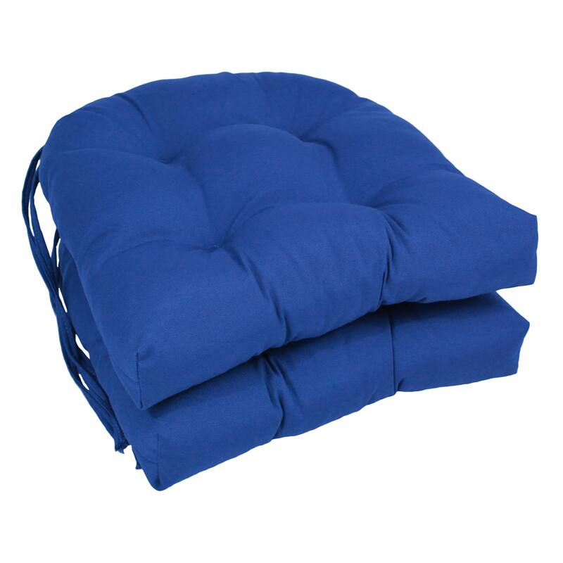 16-inch U-Shaped Indoor Twill Chair Cushions (Set of 2, 4, or 6) - 16" x 16" - Set of 2 - Royal Blue