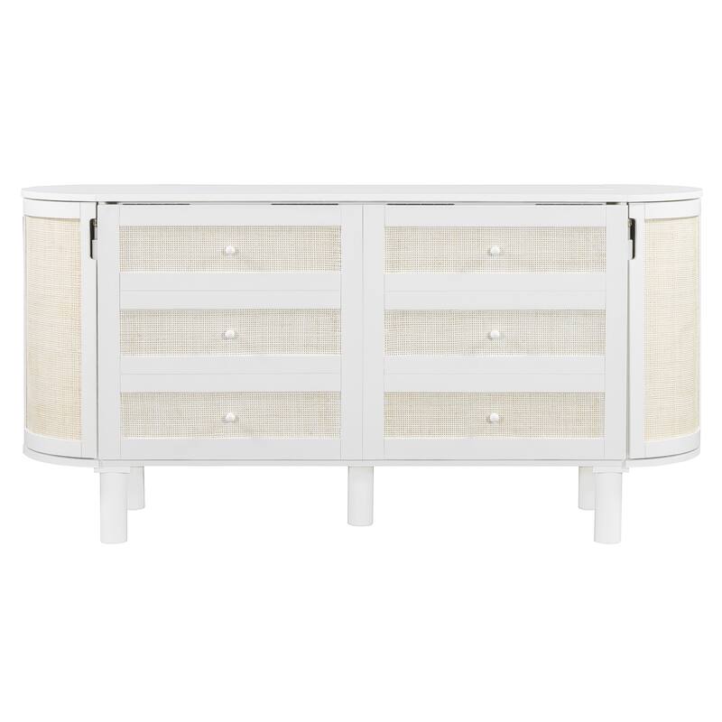 Queen Murphy Bed With Hidden Storage & Modern Woven Design,White