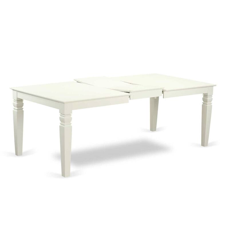 Rectangle Dining Set - 9 Piece Kitchen Table with 8 Chairs - Linen White Modern Dining Room Set