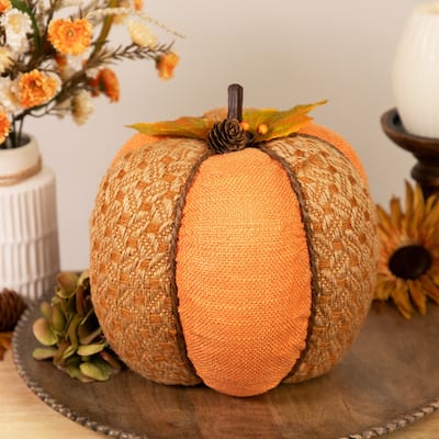 Autumn Harvest Textured Thanksgiving Pumpkin - 8.5" - Orange
