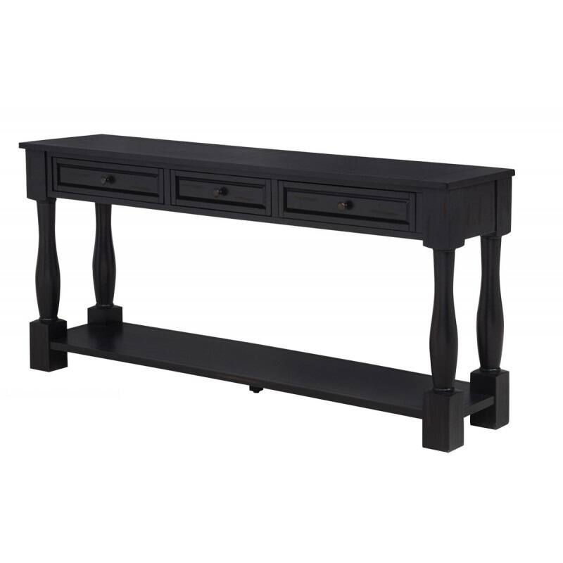 63" Long Console Table with Drawers & Shelf for Entryway, Hallway, Living Room