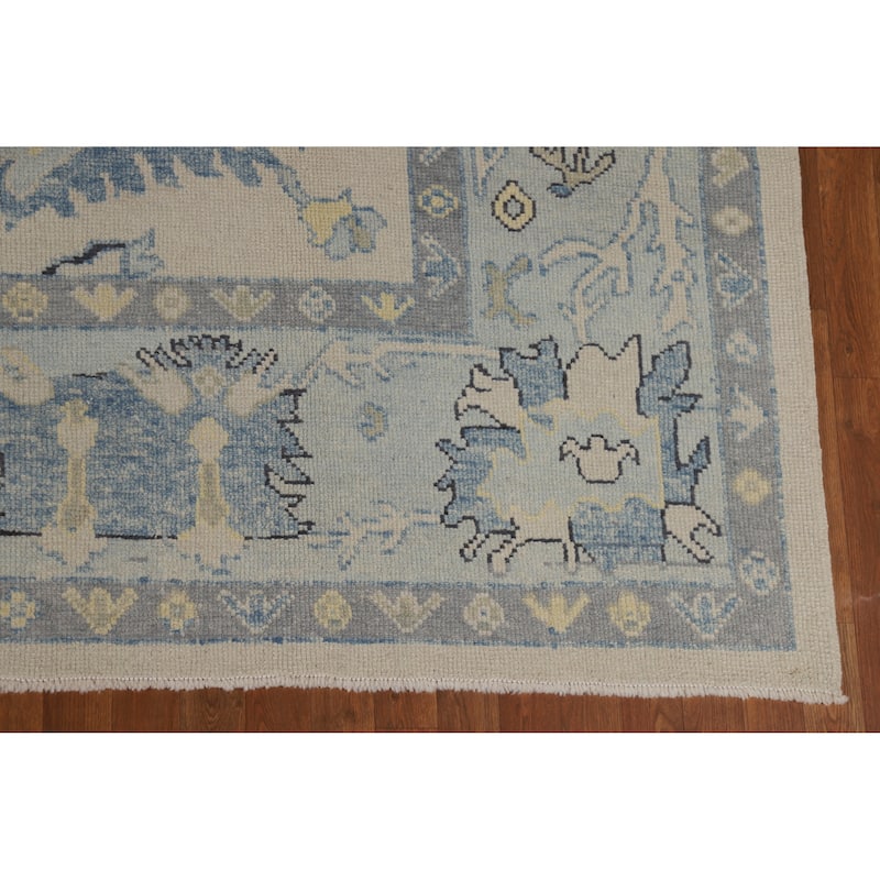 Hand Knotted Oriental 100% Wool Carpet Transitional All-Over Beige & Ivories Oushak Area Rug - 11' 4'' X 8' 11''