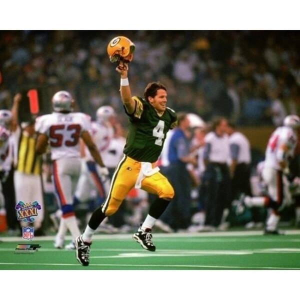 slide 1 of 1, Brett Favre Super Bowl Xxxi 1997 Action Photo Print Item Varpfsaail234