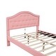 preview thumbnail 13 of 12, Full-Size Upholstered Platform Bed with Seashell Headboard, LED Lights, 2 Storage Drawers and Wood Slat Support, Pink