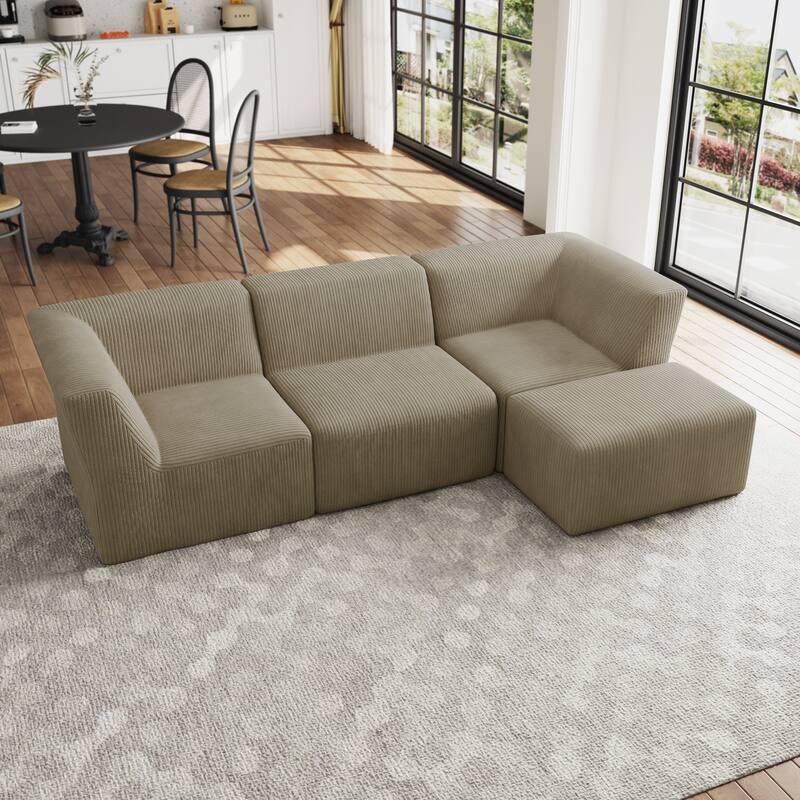 Modern Corduroy Fabric Loveseats Sofa Sectional Sofa
