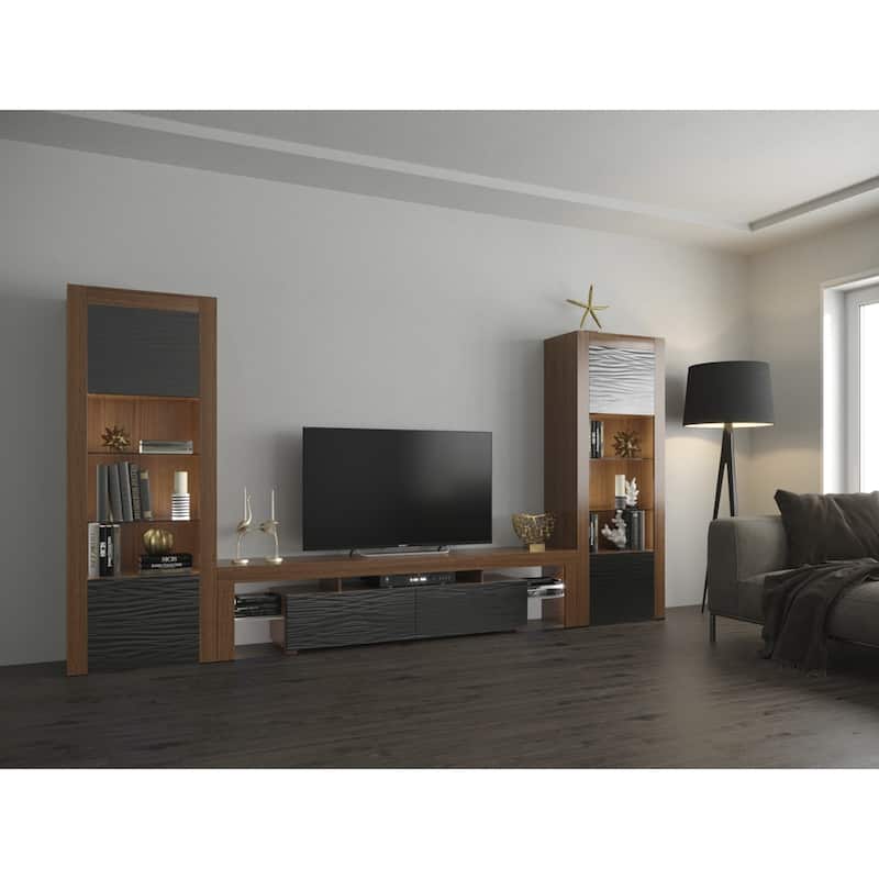 Milano Set 200-BK-BK Modern Wall Unit Entertainment Center