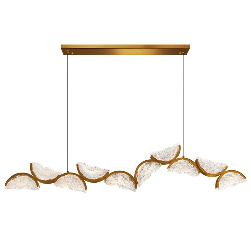 Moon Integrated LED 70in Brass Chandelier with Handcrafted Glass