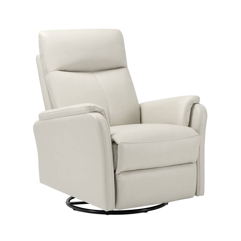 Fabric Recliner Sofa Chair - Swivel Rocking with XL Footrest - Single Seat for Living Room - Beige-Leather