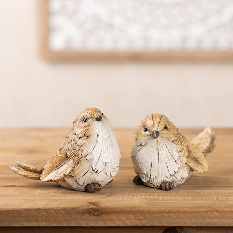 Carved Leaf Bird Figurine (Set of 2)