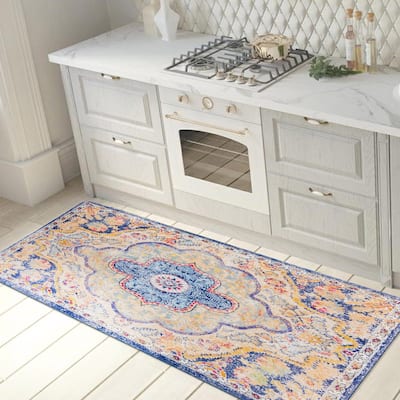 World Rug Gallery Distressed Bohemian Anti-Fatigue Standing Mat - 18"x47"