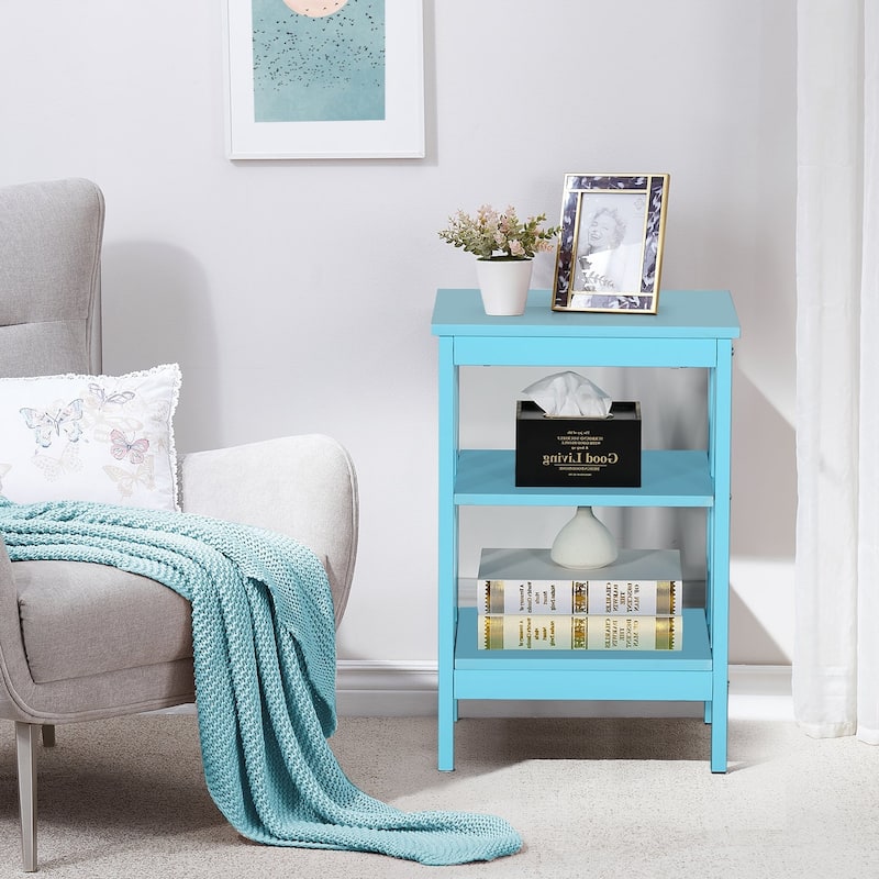 Modern Nightstand with 3-Tier Storage Shelves