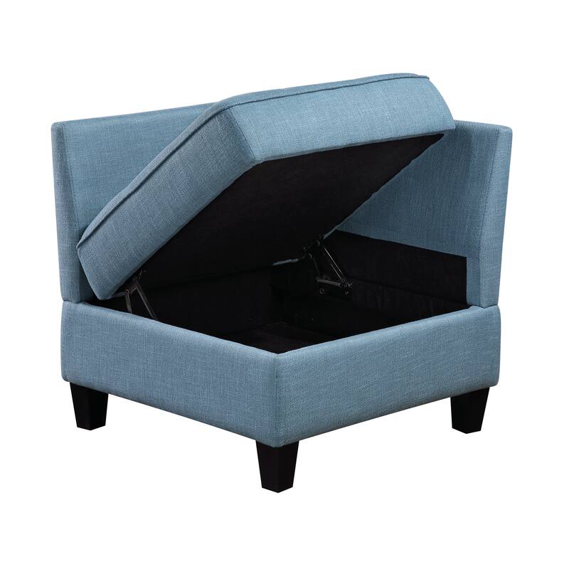 Dorian 30" Textured Fabric Corner Seat - Hidden Storage, Button-Tufted