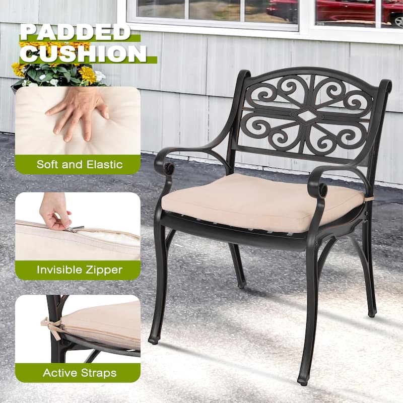 Outdoor Bistro Set of 3 Cast Aluminum Bistro Set with Umbrella Hole