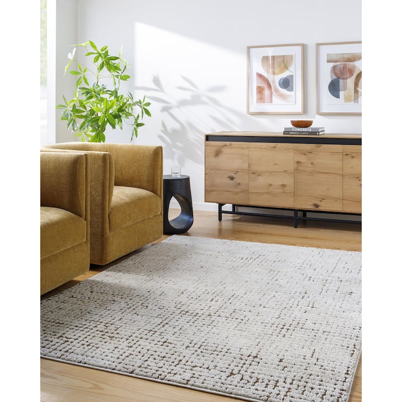 Livabliss Cascade Transitional Checkered Area Rug - Brown - 9' 2" x 12'