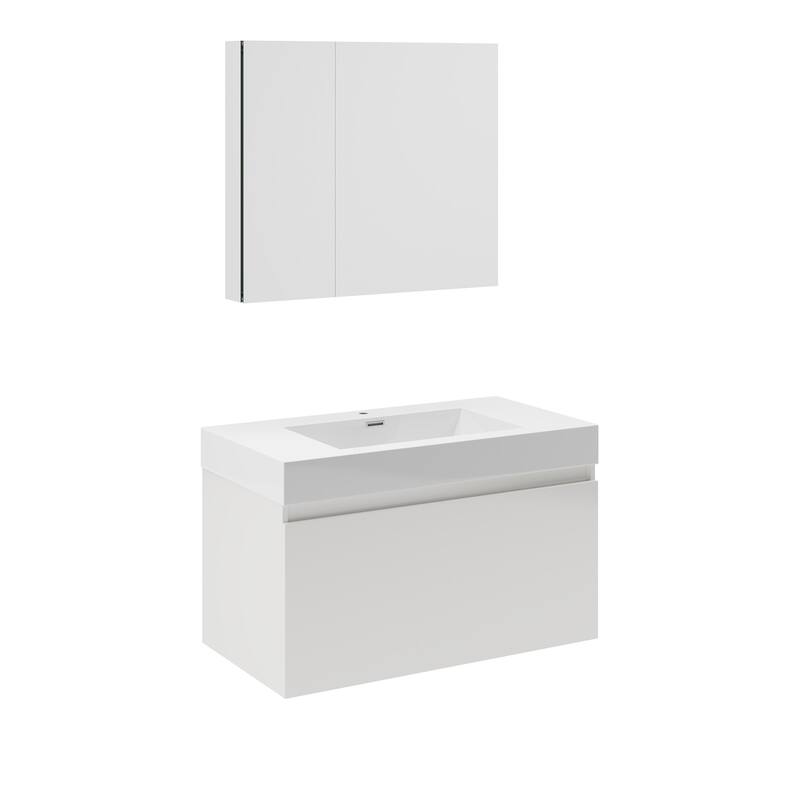 Fresca Mezzo 35-7/16" Wall Mounted / Floating MDF Vanity with Sink,