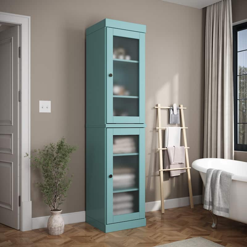 100% Solid Wood 16.5" Bathroom Cabinet with Optional Doors by Palace Imports - Aqua Blue-Frosted