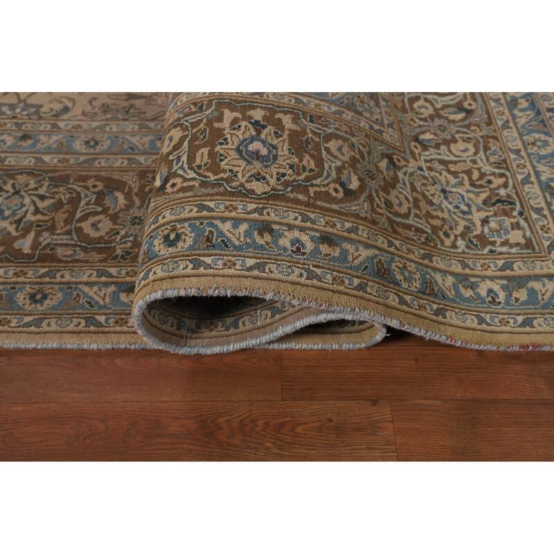 Traditional Mashad Persian Vintage Area Rug Handmade Wool Carpet - 9'8"x 12'9"