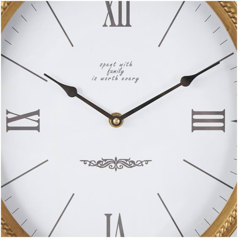 Metal Antique Inspired Decorative Wall Clock with Scrolled Finial - Gold - Roche River Decor