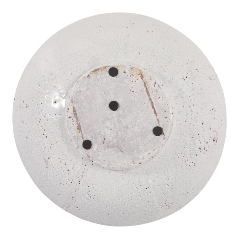 Decorative Bowl - White Terracotta Crackle Finish, 12 in. - 11.75"