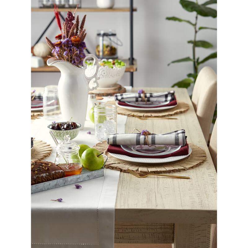 Jute Burlap Round Ruffle Placemat Set (Set of 6) - Placemat Set, 15" Round
