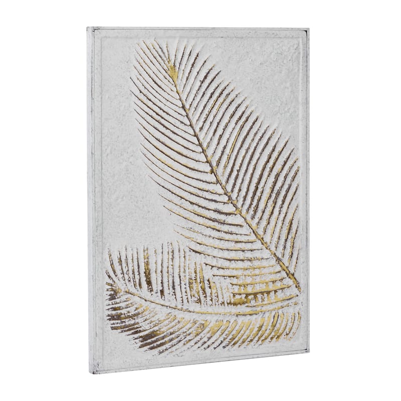 Metal Leaf Relief Palm Home Wall Decor with Gold Detailing - Gold - Roche River Decor