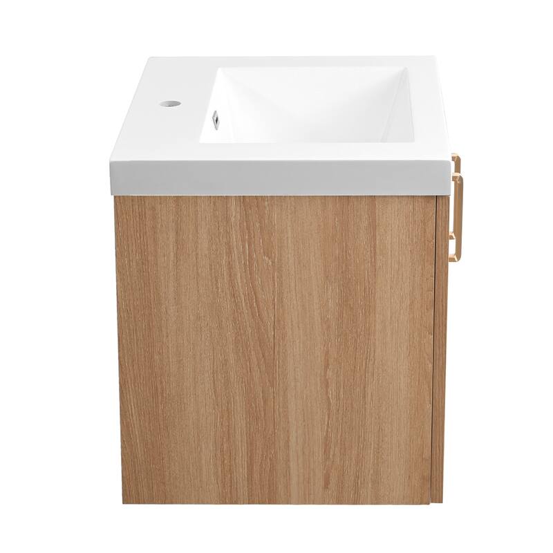 StellarArc 36 in Wall Mounted Single Sink Bathroom Vanity with Integral Sink Top