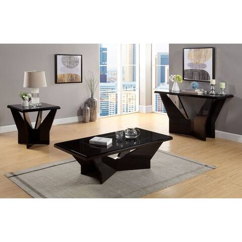 Furniture of America Ameena Glass Top 3-Piece Coffee Table Set