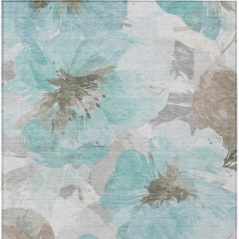 HomeRoots Floral Transitional Rectangle Outdoor Rug