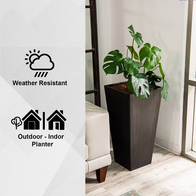 XBrand Modern Square Tapered Planter – 28" or 30" Tall, Indoor & Outdoor Use
