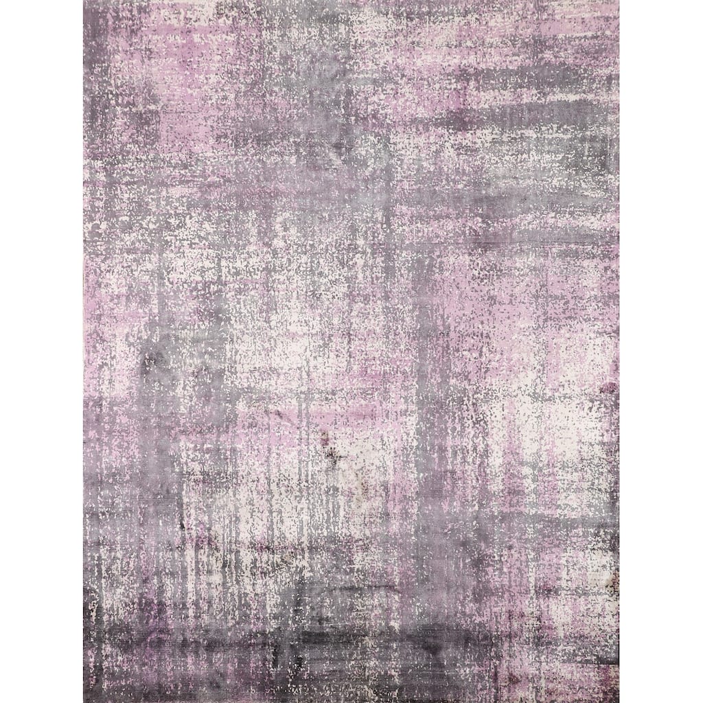Multicolor Contemporary Abstract Indian Rug Hand-Knotted Wool Carpet - 6'0" X 7'2"