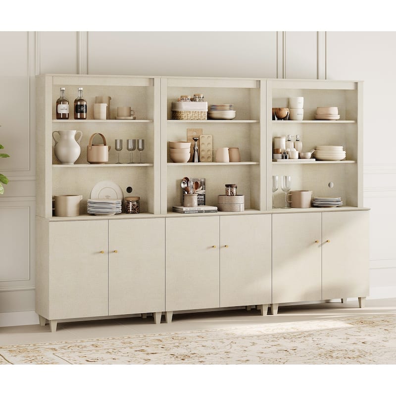 Modern 71" Tall Pantry Cabinet with Doors & Shelves for Dining Room