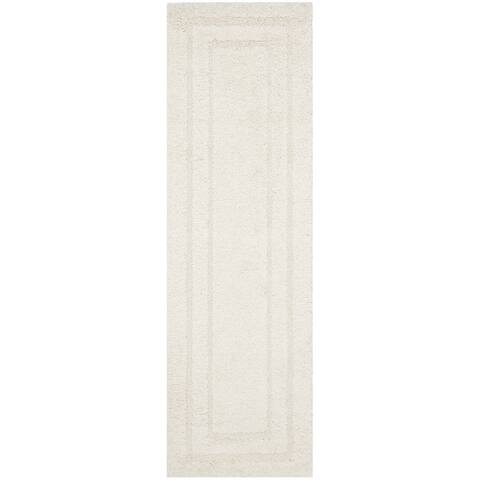 Florida Mason Bordered Shag Runner Rug, Cream, 2'3" x 11'