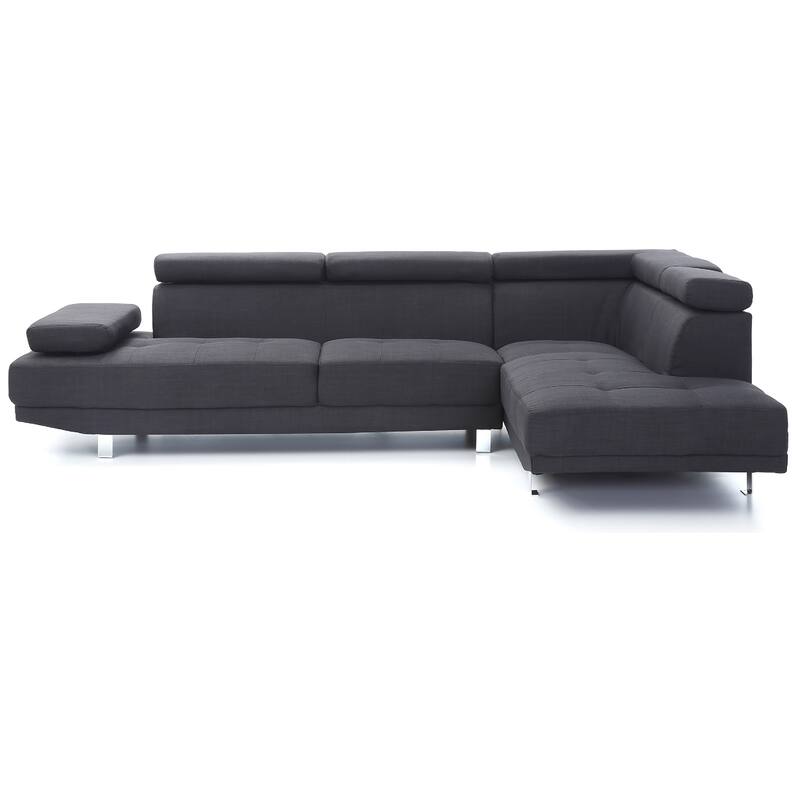 Adjustable Twill L Shape Sectional Sofa - 109" - Black