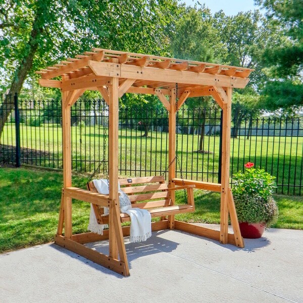 Backyard Discovery Callahan 8'x5' Cedar Wood Patio Pergola Swing