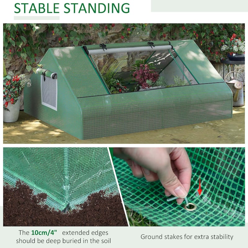Outsunny 71" x 55" x 32" Mini Tunnel Greenhouse, Garden Planting Shed, Outdoor Flower Planter Warm House